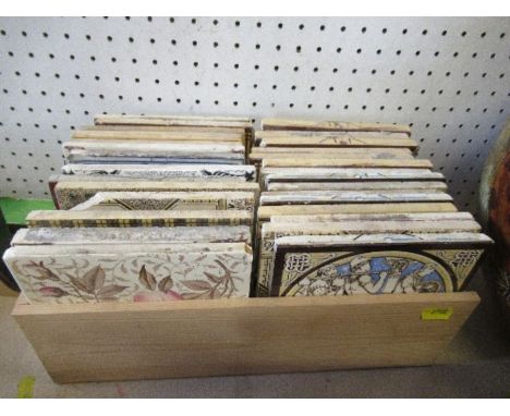 A collection of 19th century Minton and other&nbsp; tiles, including examples decorated with scenes from Aesop's Fables , sce