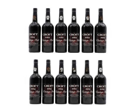 Croft, Vintage Port, 1985 (12, OWC)Condition ReportEleven HSOne MSSome bottles showing signs of seepage.