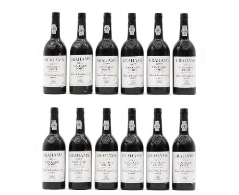 Grahams, Vintage Port, 1977 (12, OWC)Condition ReportRecently received from The Wine Society.Some bottles showing signs of ve