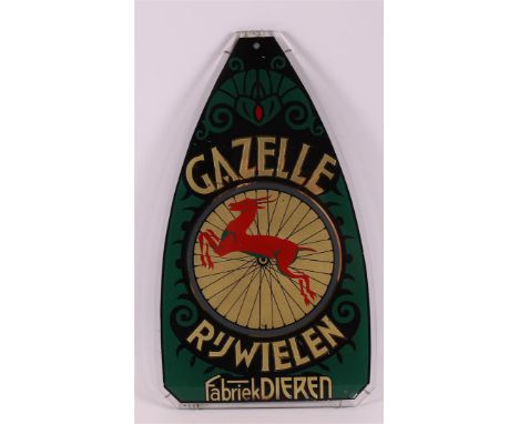 A behind-glass Art Nouveau advertising poster 'Gazelle bicycles factory Dieren', ca. 1915, h 42.5 x w 25 cm.