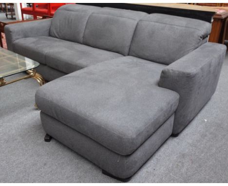 NATUZZI; a modern grey upholstered corner sofa, 245cm wide x 165cm deep.