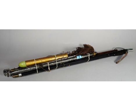 Fishing equipment; a vintage Hardy Brothers extending Gaff Alding with two salmon tailers one Sharpe's of Aberdeen one made i