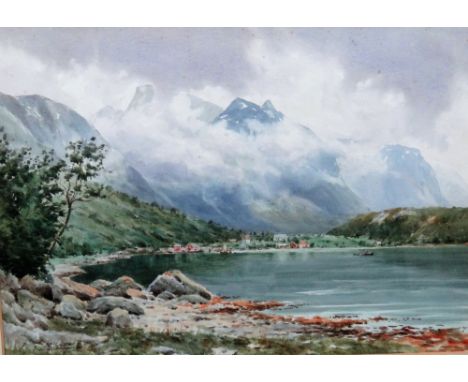 Frederick R. Fitzgerald (1897-1938), Mt Skaala, Leon; The Geiranger Fjord, Merok, two, watercolour, both signed, each approx 