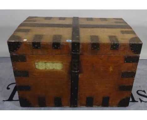 A 19th century oak and iron bound silver trunk, 86cm wide x 59cm high. 