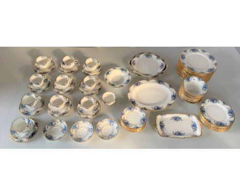 91 piece Royal Albert Moonlight Rose tea and dinner service comprising 19 dinner plates, 12 medium plates, 18 side plates, 13