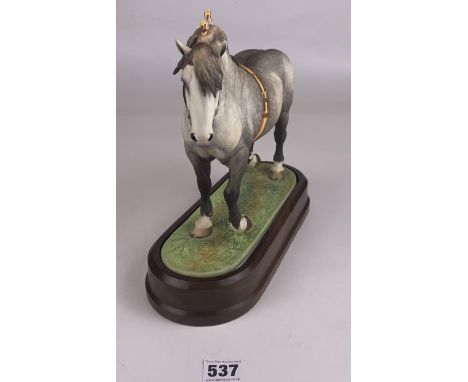 Royal Worcester ‘Percheron Stallion’ modelled by Doris Lindner, Ltd. Ed. No. 411/500 on stand with framed certificate