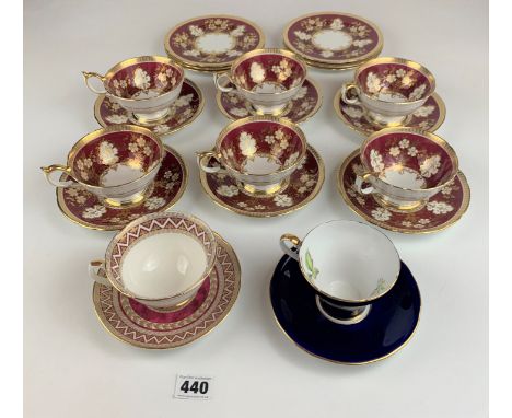 18 piece Aynsley tea service comprising 6 cups, 6 saucers &amp; 6 side plates, blue Aynsley cup &amp; saucer and Buckingham P