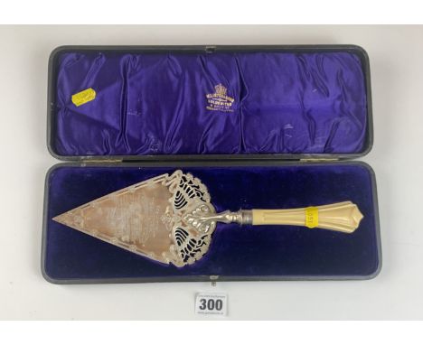 Silver commemorative trowel with bone handle inscribed ‘Presented to the Right Reverend The Lord Bishop of Jarrow, on the occ