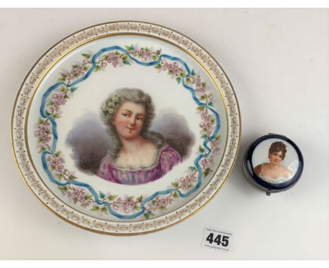 Portrait picture plate 9” diameter &amp; portrait lidded trinket box