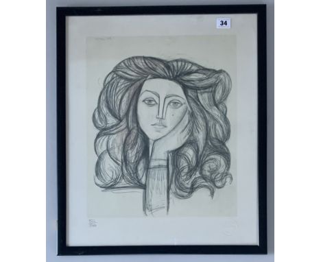 Limited edition giclee print by Pablo Picasso “Portrait of Francoise”, no. 322/500. Image 13.5” x 16”, frame 19” x 22”