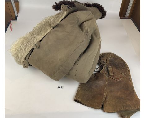 Pilot's leather flying helmet and Sheepskin coat&nbsp;