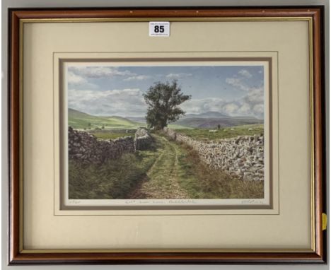 Signed Limited Edition print by K. Melling “Goat Scar Lane, Ribblesdale”, no. 518/850. Image 12” x 9”, frame 19” x 15.5”