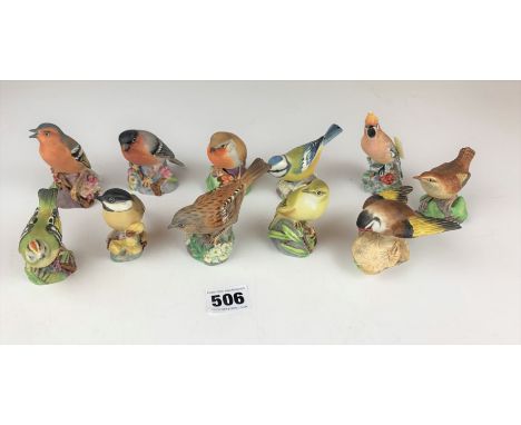 11 Royal Worcester birds – Wren, Robin, Waxwing, Goldfinch, Wood Warbler, Blue Tit, Bullfinch, Hedge Sparrow, Marsh Tit, Gold