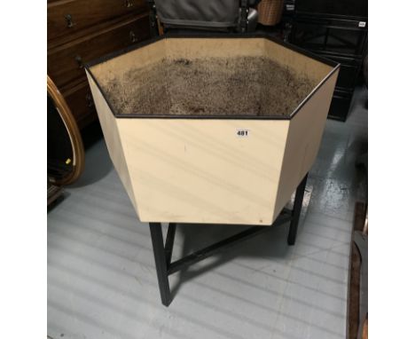 Large hexagonal shaped planter on stand 29”diameter x 30”high