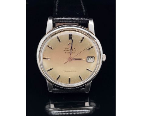 Omega Seamaster Türler Automatic Armbanduhr, Handaufzug mit schwarzem Band. Die Uhr ist nicht gangbar. Gehäuse Durchmesser 34