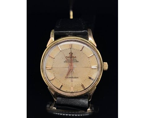 Omega Constellation Automatic Armbanduhr Chronometer mit schwarzem Band. Die Uhr muss restauriert werden.Durchmesser Gehäuse 