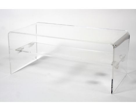 An Amalfi style perspex rectangular coffee-table. D-shaped, with lower shelf, L95cm x D45cm x H40.5cm