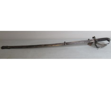 1822 pattern Rifle Regiment officer's sword with regimental cypher to hilt and etched with scrollwork to blade, complete with