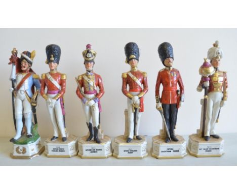 Six well presented ceramic Napoleonic/post Napoleonic era military figure statues, no makers marks, all approx 31cm tall