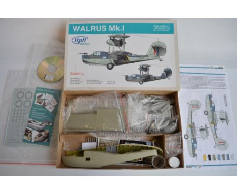 1/32 scale limited edition resin and mixed media Supermarine Walrus Mk.1 model kit from HpH (32022R), kit has been started, c
