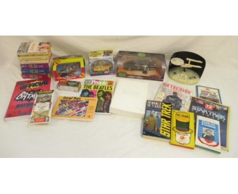 Assorted collection of Toys and Books to inc. a Jada 'Classic TV series Batmobile &amp; Batman', Corgi The Beatles Yellow Sub