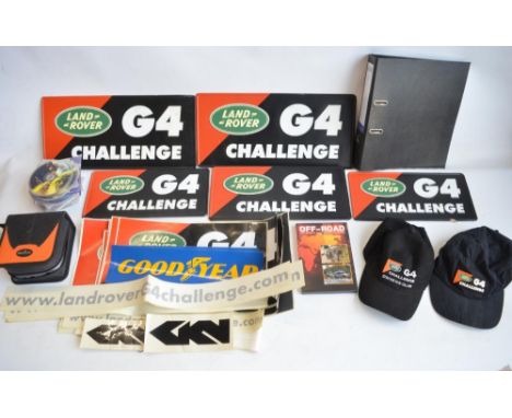 Land Rover G4 Challenge collection to include 5x pressed relief text metal vehicle plates, adhesive backed vinyl signs (inclu