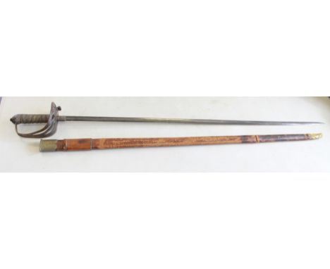 Unusual early Victorian Officers dress Sword. VR cypher on brass hilt, shagreen and copper wire grip. Fullered blade with sin