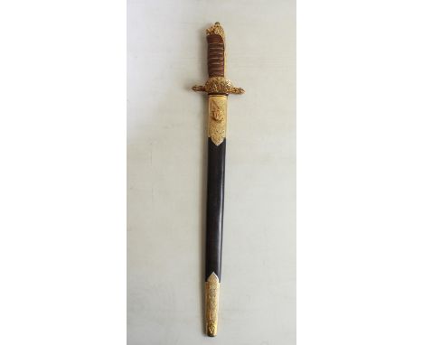 Good quality reproduction Hunting Hanger with lion pommel, leather and wire handle. Blade is embossed with wild boar, cattle 