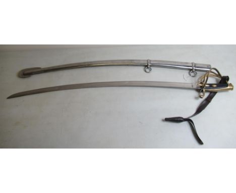 Good copy of a Napoleonic Light Cavalry Sabre, complete with original steel scabbard, dated October 1813. Blade L87cm