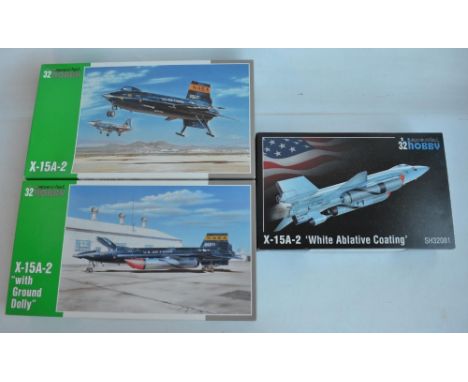 Three 1/32 scale X-15 model kits from Special Hobby, please note 2 kits incomplete (missing most of the resin detailing parts