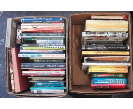 Large selection of firearm, edged weapon and sporting-related reference books. (2)