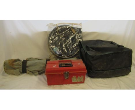 Large assortment of fishing tackle, including rods, nets, reals, lure tying equipment etc. (Qty)