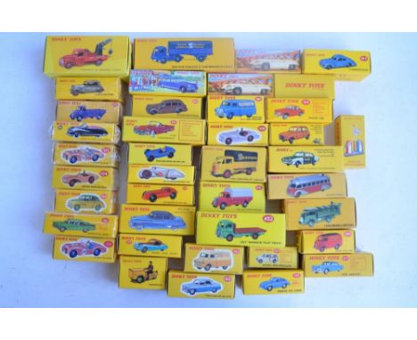 Forty boxed modern reproduction Dinky Toys diecast model vehicles from Atlas Editions including 7 unopened/factory sealed, mo