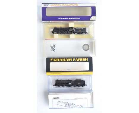 Two N gauge electric steam locomotive models, both in BR black late crest liveries to include a Dapol ND-120A Class B1 61099 