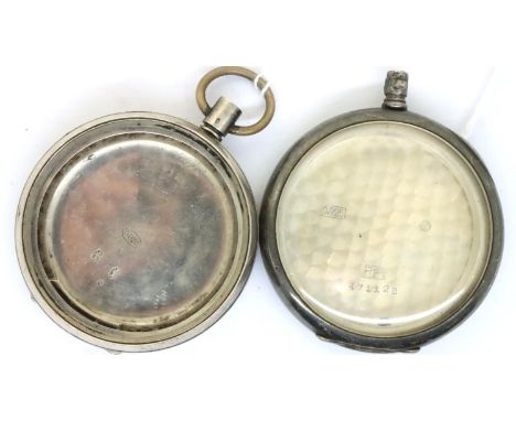 Two continental silver pocket watch cases, each D: 50 mm. P&amp;P Group 1 (£14+VAT for the first lot and £1+VAT for subsequen