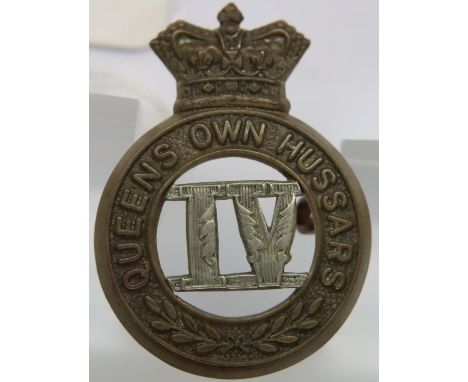 Victorian cap badge for the 4th Hussars Cavalry. P&amp;P Group 1 (£14+VAT for the first lot and £1+VAT for subsequent lots) 