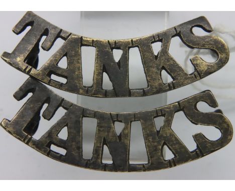 WWI British Tank Corps shoulder titles, circa 1916-1920. P&amp;P Group 1 (£14+VAT for the first lot and £1+VAT for subsequent