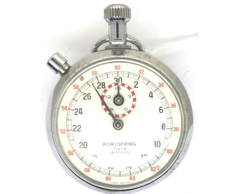 Portspring; a chrome cased stopwatch, dial D: 57 mm, not working at lotting. P&amp;P Group 1 (£14+VAT for the first lot and £
