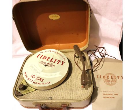 Vintage Fidelity suitcase record player, model HF7. Not available for in-house P&amp;P, contact Paul O'Hea at Mailboxes on 01