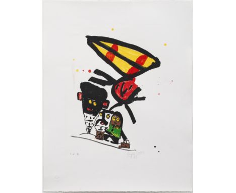(1909 Slatina/Rumänien - 1994 Paris)"Les petits hommes" (Die kleinen Männer). OriginaltitelFarblithographie/Papier, 1983. Sig