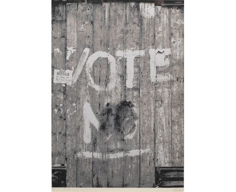 (Geb. 1936 Braunschweig. Ansässig in Liebenburg)"Vote no"-GraffitiFarbserigraphie/Velin. Sign.; A. P.-Exemplar mit Widmung. 9