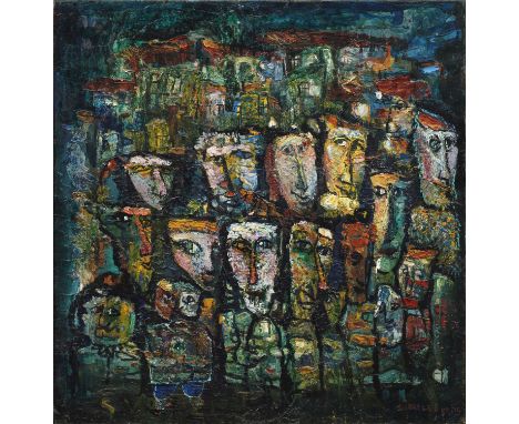 (1964 Tskhinvali/Zchinwali/Georgien - 2014 Kiew/Ukraine)"Bewohner eines kleinen Städtchens". OriginaltitelNeoexpressionistisc