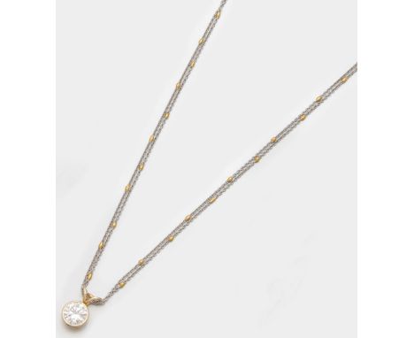 Weiß- und Gelbgold, gest. 585/750. Anhänger besetzt mit einem Brillantsolitär von ca. 2,00 ct. (K/vs-si), an feiner Collier-K