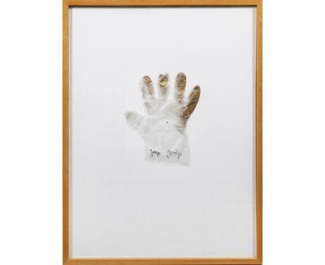 (1921 Kleve - 1986 Düsseldorf)Ohne TitelKunststoffhandschuh mit Goldbronzespray, 1982. Verwendet von Beuys für die Hasenschab