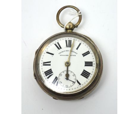 A hallmarked silver cased open face pocket watch, circular enamel dial set with Roman numerals and subsidiary seconds dial se