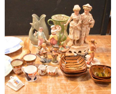 A small quantity of decorative ceramics to include three Goebel/Hummel figures, a Beswick grey wagtail (af), crested items, C