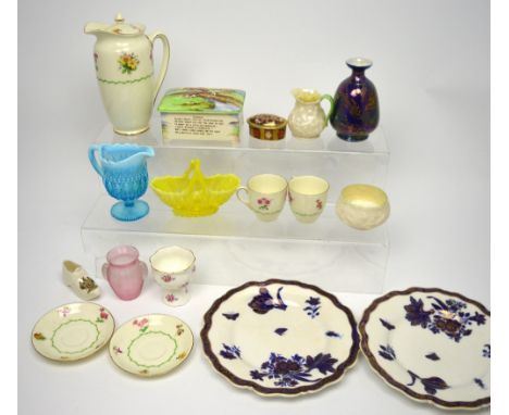 A small collectors' lot to include a Crown Devon box with song inscription, 'Daisy Daisy', a Royal Doulton coffee pot, two ma