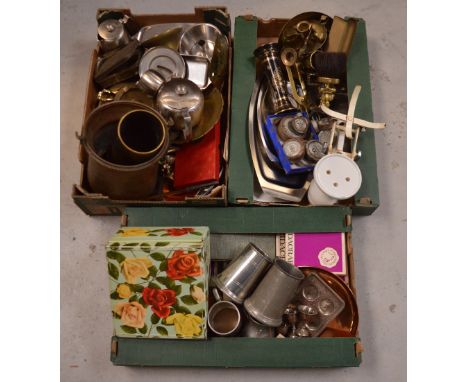 A quantity of metalware to include Old Hall, a vintage set of F J Thornton & Co Ltd of Colchester and Birmingham Viking scale