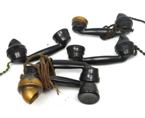Five vintage Bakelite telephone handsets (5).