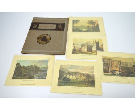 A souvenir brochure of the launching of RMS Aquitania, April 1913 and twelve prints in the 'Treasures of Britain, presented b